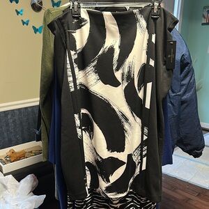 Worthington Black and White Asymmetrical Pencil Skirt